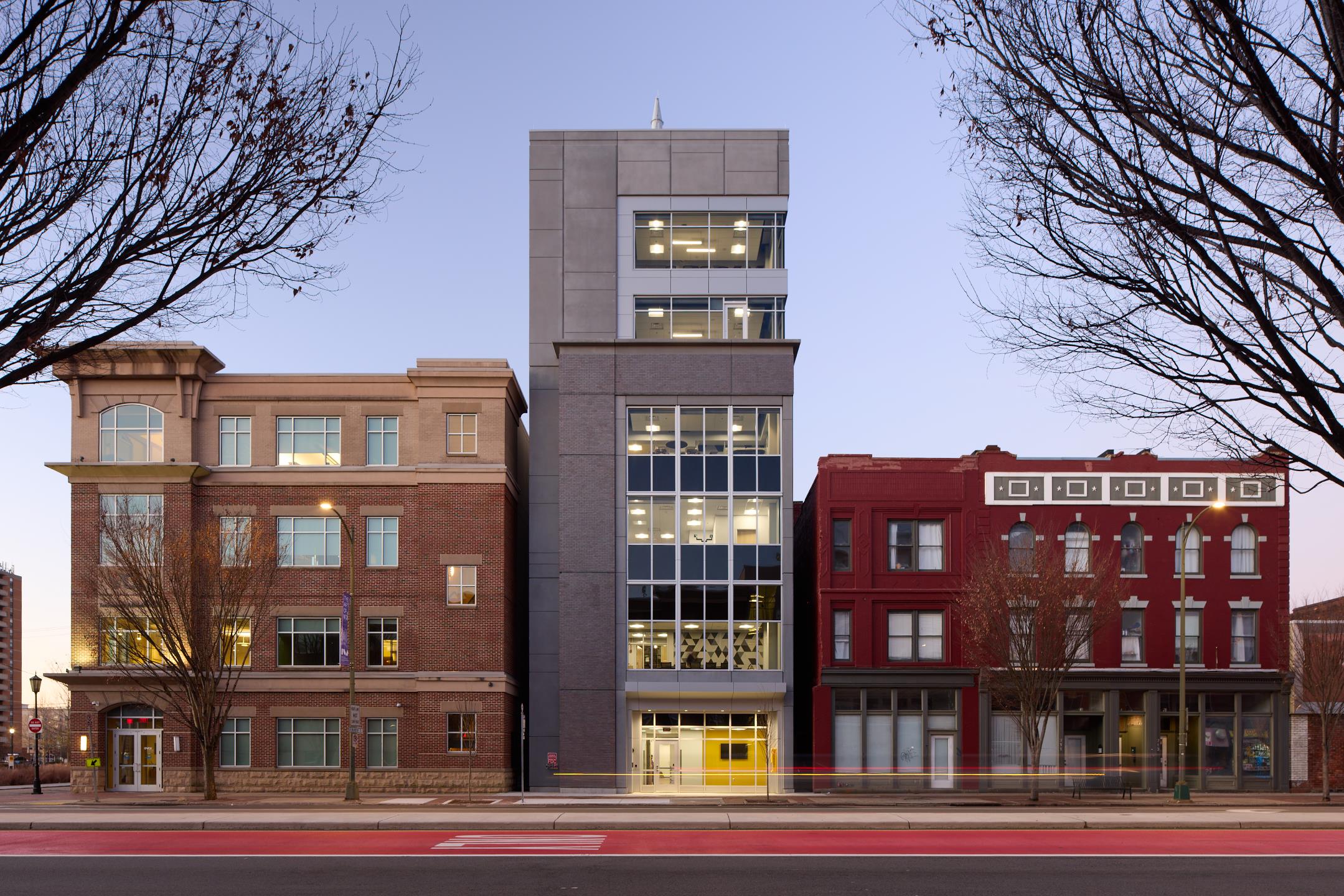 Three buildings with TOC in the middle