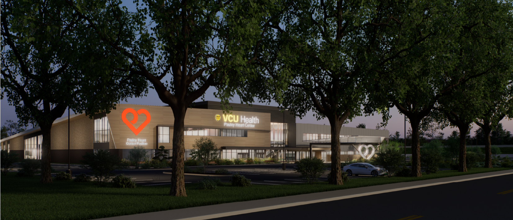 Rendering of Pauley Pavilion at night