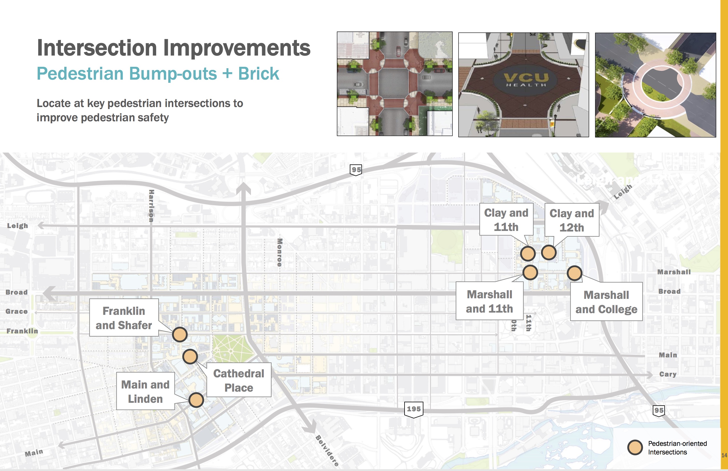 Map showing proposed locations of intersection improvements